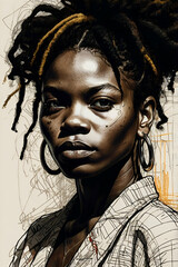 portrait of a young woman with dreadlocks