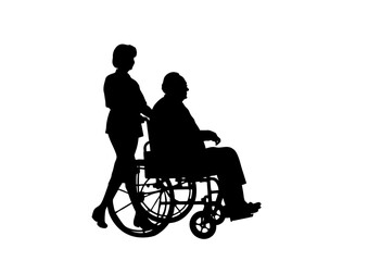 Fototapeta premium man and woman in wheelchair