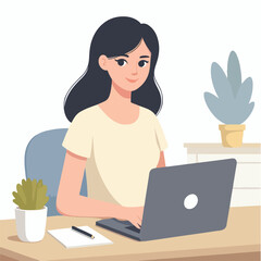vector office worker with laptop
