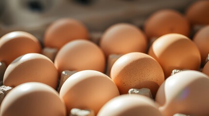 Fresh Chicken Eggs in Carton Ready for Cooking and Baking