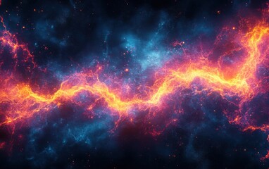 Fototapeta premium Abstract electric current background with vibrant electric currents and dark contrasts. Emphasizing energy and technological aesthetics, ideal for tech visuals and futuristic themes.