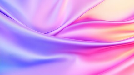 Obraz premium Abstract colorful holographic fabric texture with smooth gradient waves.