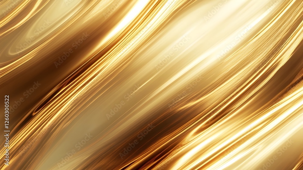 Poster Mesmerizing shimmering golden curves of light and motion flow across a glowing ethereal and captivating abstract background creating a sense of dynamic elegance and luxurious premium allure