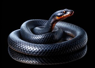 Long exposure reveals a dark, slithering black serpent, a chilling reptile image for the night.