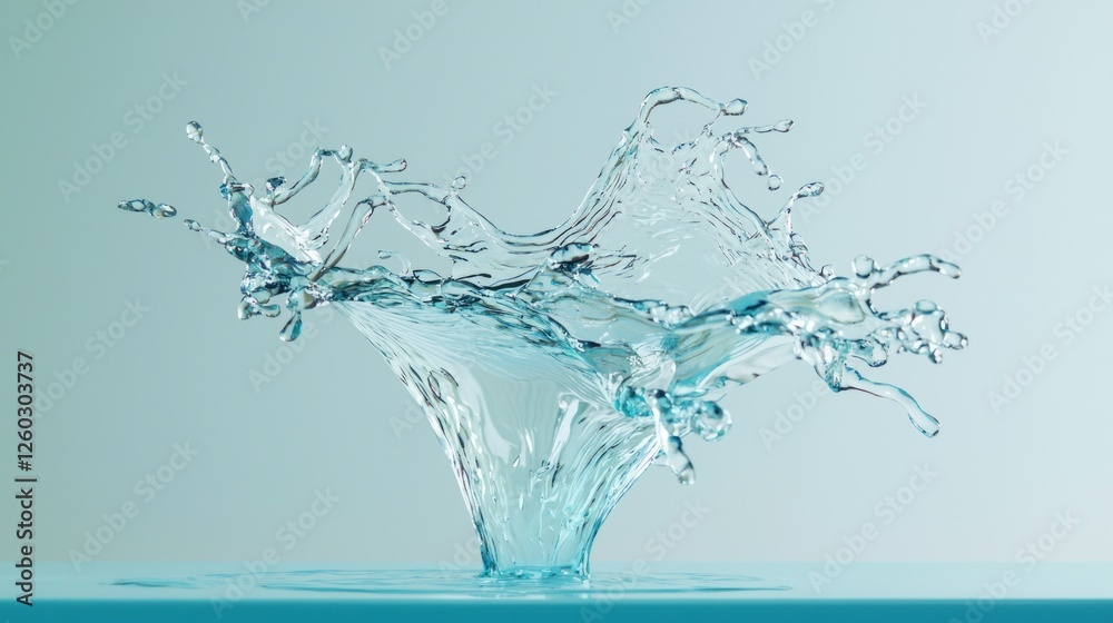 Poster water droplets collide and soar, forming a captivating abstract splash that exudes energy and tranqu