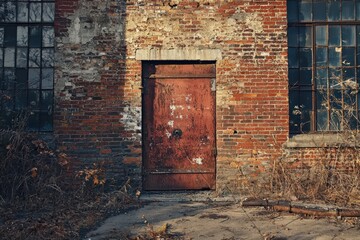 Rustic textured brick wall with a weathered look, perfect for urban backdrops and industrial designs