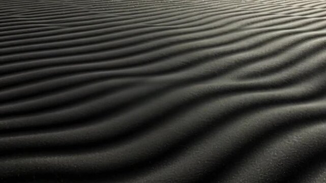 Sand, black and wave pattern for abstract background, natural texture and minimalist design. Surface, ripple and dune for backdrop, graphic element and simple material