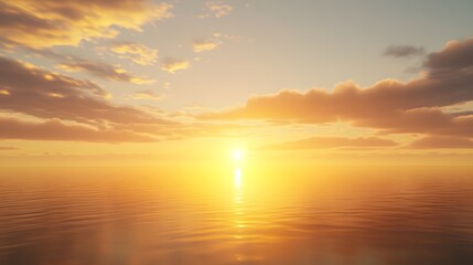 Obraz premium Bright sunlight reflects on the ocean under a partly cloudy sky