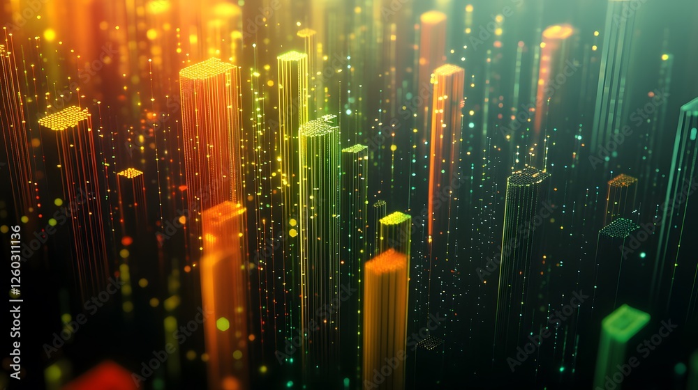 Poster colorful abstract background with lines and dots in a low-resolution voxel style design