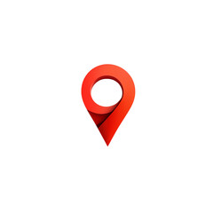 Red 3D location pin icon isolated on white background.
