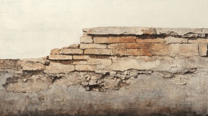 Ruined brick wall, urban decay, textured background