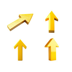 Yellow arrow isolated on white background.
