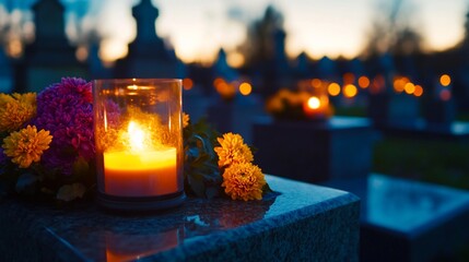 Cemetery candlelight remembrance dusk