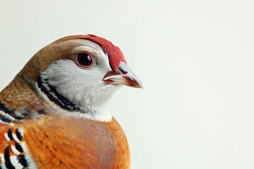 Obraz premium Partridge Wildlife Portrait: Elegant Bird with Red Plumage and Beak in Natural Habitat