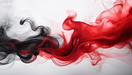 black and red smoke isolated on white background. 4k wallpaper