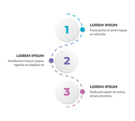 Vector design of infographic template with 3 stages or steps and text blocks