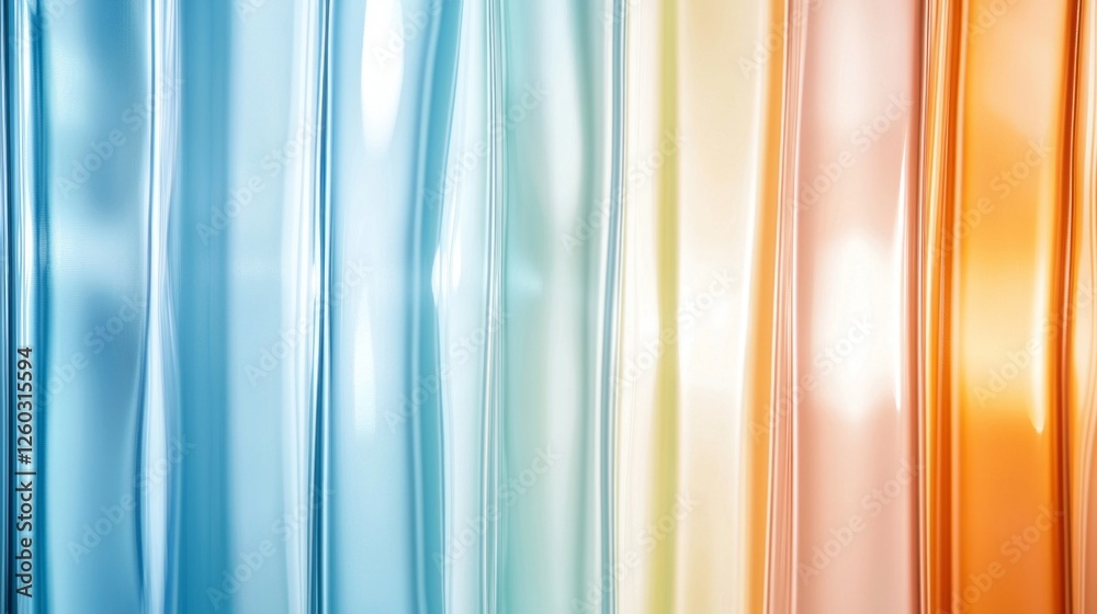 Poster Surfaces ripple in a harmonious blend of soft pastels, with vertical lines creating a mesmerizing dance of form and reflection. This artistry captures the essence of movement through color