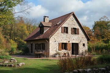 Obraz premium Stone house in autumn setting