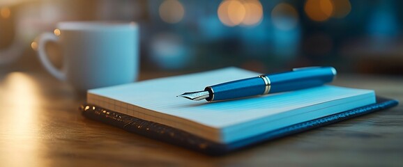 Notebook, pen, coffee, night, desk, writing