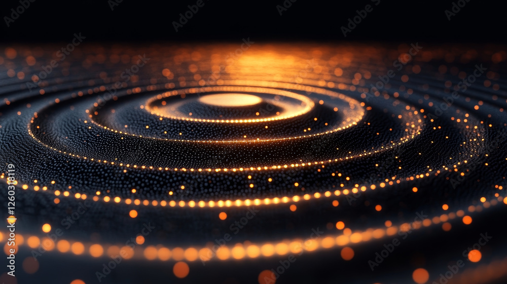 Poster sound waves create mesmerizing circular pattern in orange