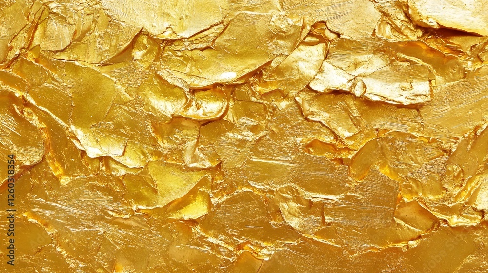 Fototapete Stunning abstract background with a crumpled golden foil texture  The surface appears metallic shiny and glittery creating a luxurious and elegant visual effect