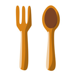wooden spoon and fork vector illustration