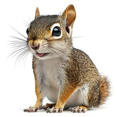 Obraz premium Cute chipmunk sitting, white background, wildlife, nature