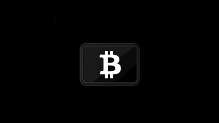 Obraz premium Minimalist digital wallet with a Bitcoin symbol on black background. 