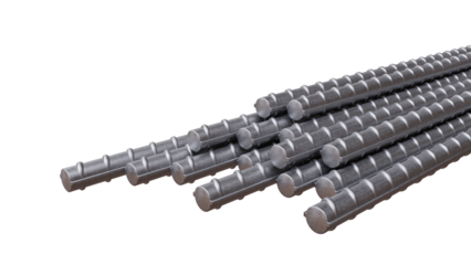 Reinforcement steel bars. Building armature isolated on white transparent