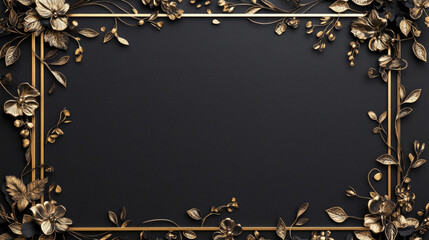 Elegant wedding invitation design featuring floral and foliage embellishments on a dark background