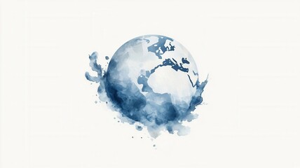 Earth globe painting with watercolor splashes, representing global issues, environmental awareness, and international cooperation