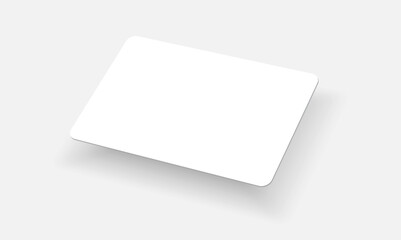 Premium White Business Card Mockup with Shadow. Versatile Gift Card and RFID Keycard Template for Hotels, Apartments, and ID Solutions. Vector Branding Design.