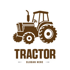 Obraz premium Tractor Vector Illustration Farm Machinery, Agriculture Equipment, Rural Farming Vehicle, Heavy Duty Tractor Icon Silhouette Flat Design.