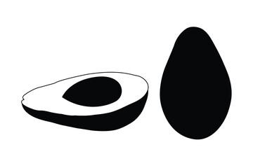 a silhouette set of half and full avocado vector icon illustration isolated on white background. summer fruits for healthy lifestyle avocado logo art work. 