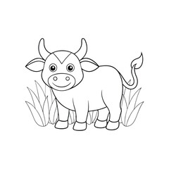 Naklejka premium Happy cow standing in a field vector art