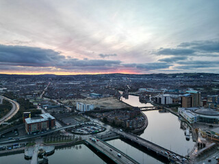 Aerial shot of River Lagan Belfast 