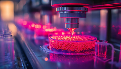 High tech lab with bioengineered materials and vibrant colors