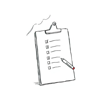 recommend clip art: Checklist coloring page and line art drawing featuring a clipboard with checkboxes and a pencil