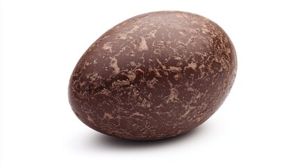 Smooth and glistening, the chocolate egg sits elegantly on a pristine white surface, inviting indulgence and sparking sweet memories of celebration moments