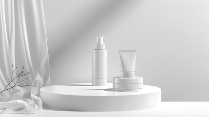 creme lotion cosmetics podium presentation mockup
