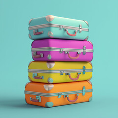 an airport trolley with suitcases stacked high in the mountain view symbolic traveling on holidays vacation 

