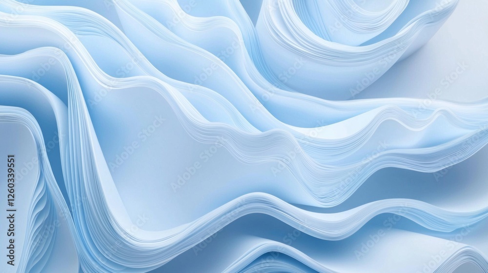Poster Fluid patterns of light blue and white create a tranquil visual that evokes calmness and serenity. The gentle waves invite viewers to immerse in a serene and peaceful atmosphere