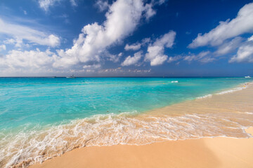 Beautiful Caribbean sea Playacar Beach in Playa del Carmen, Mexico