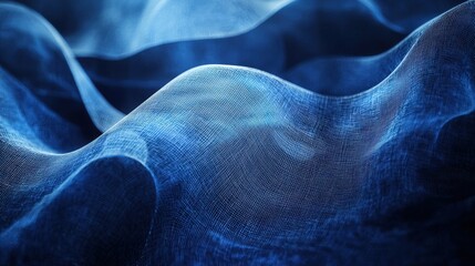 Obraz premium Abstract wave pattern design on a blue background with flowing curves and lines for creative use