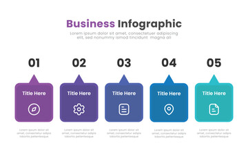 Business infographic template design. Timeline concept with 5 steps. Can be used for presentations, workflow layout, diagram, banner, web design, Vector illustration.