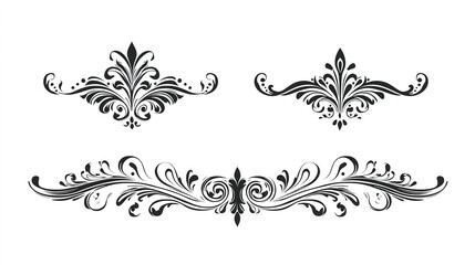 Fototapeta premium Elegant calligraphic clipart divider with vintage flair and intricate flourishes, set on white background