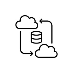 Cloud storage outline icons, minimalist vector illustration ,simple transparent graphic element .Isolated on white background