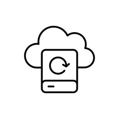 Cloud storage outline icons, minimalist vector illustration ,simple transparent graphic element .Isolated on white background