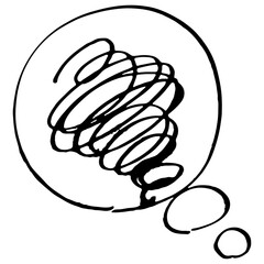 手描きのモヤモヤマークと吹き出し　憂うつ　不安　鬱　ベクター
