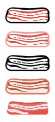 Bacon, lard   and Meat Icon Set in Various Styles